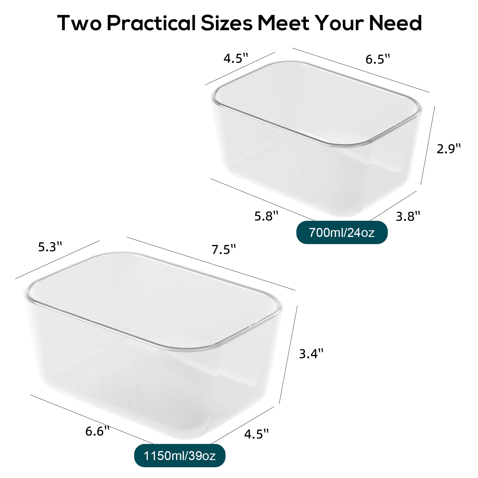 Two size of Vacuum Food Containers