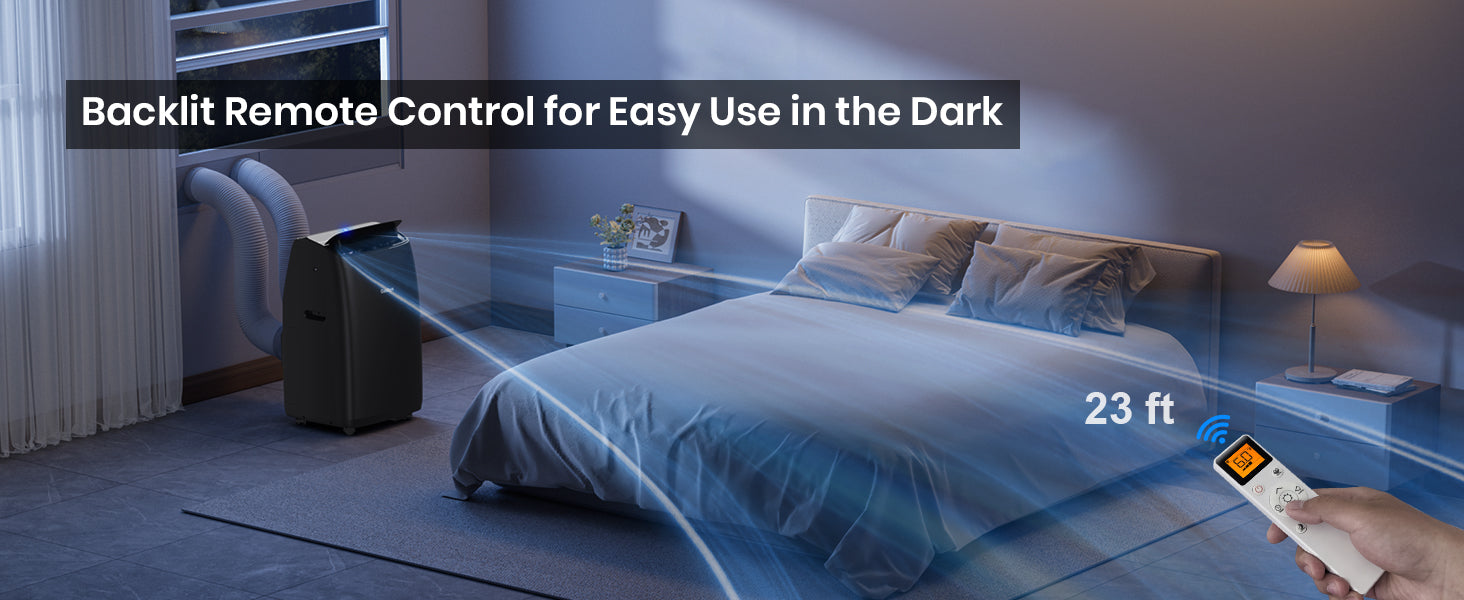 CoolPrime 10000B portable air conditioner in bedroom scene