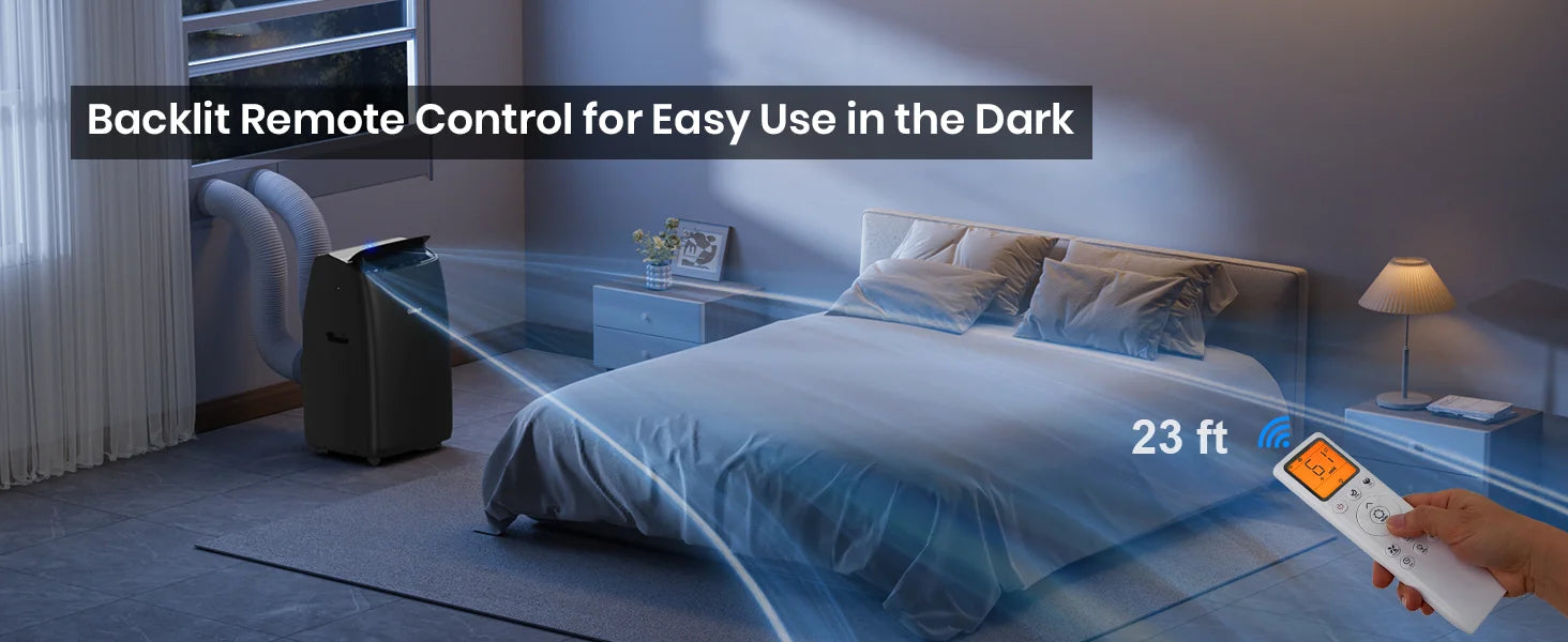 CoolPrime 10000B portable air conditioner in bedroom scene