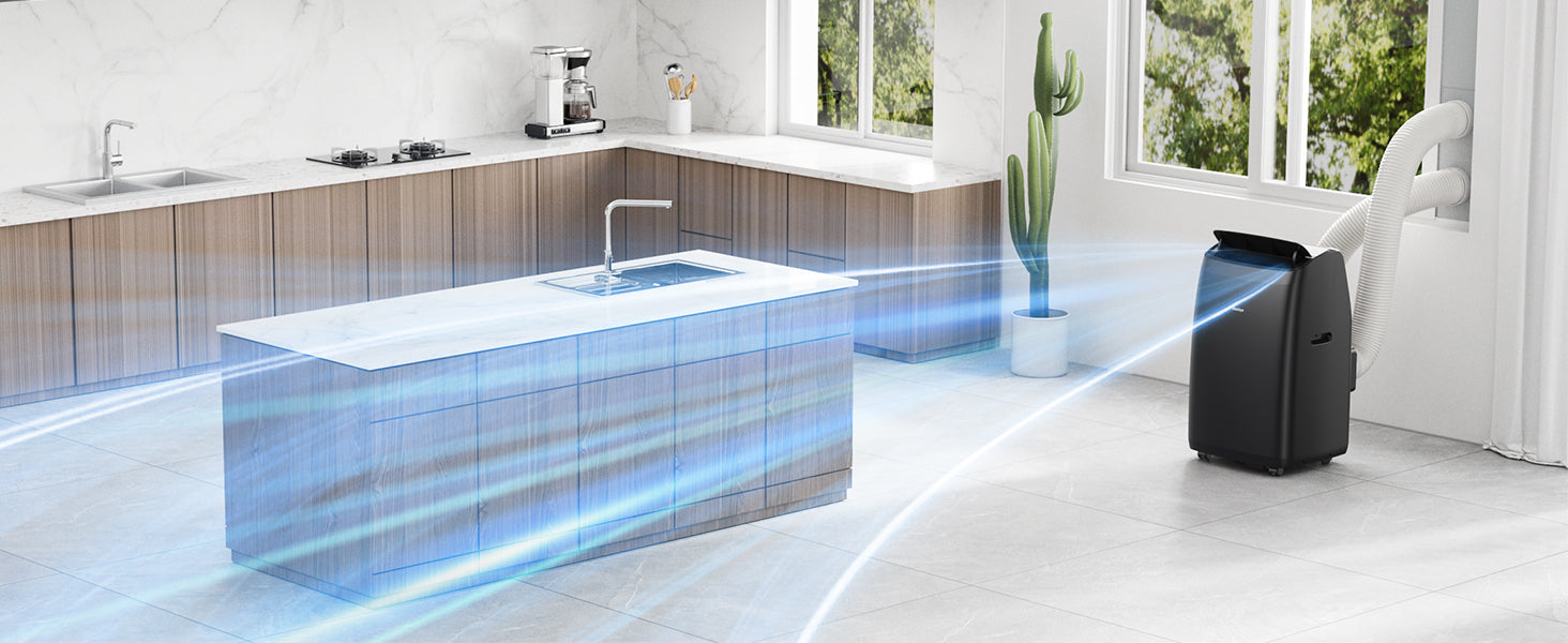 CoolPrime 10000B portable air conditioner in kitchen scene