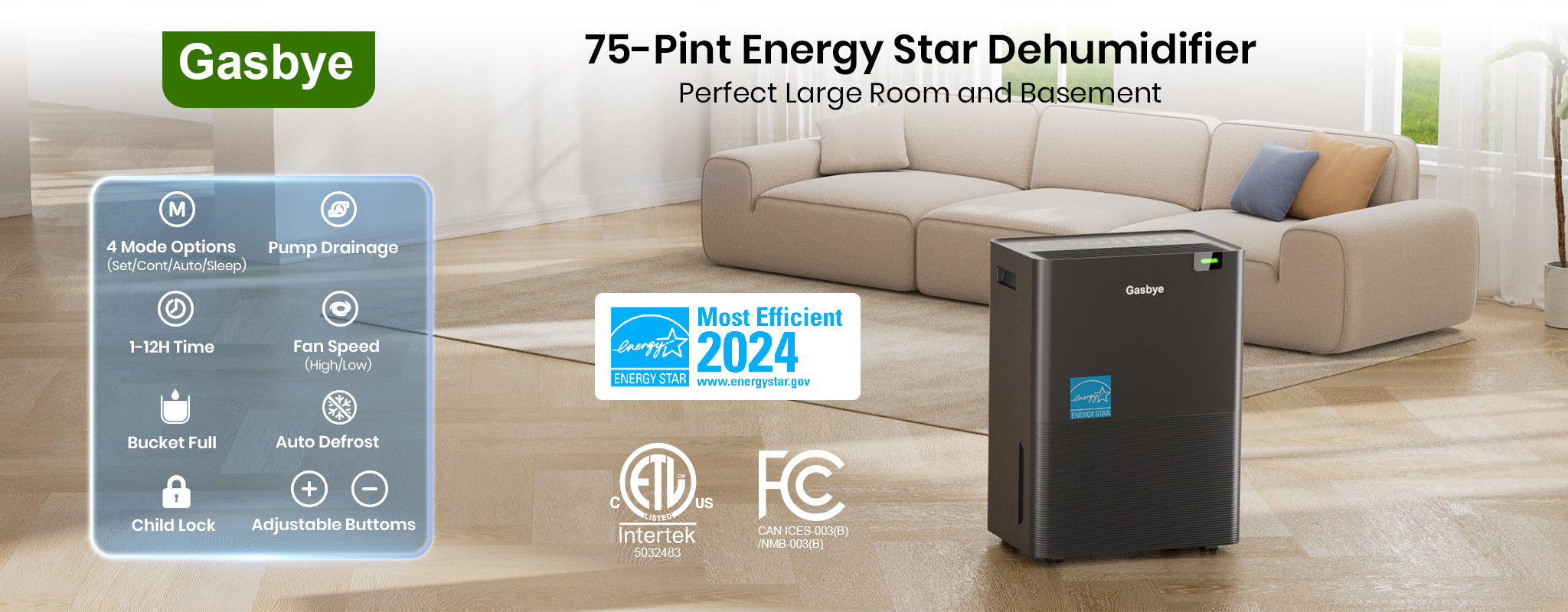 DryPrime 35B dehumidifier feature summary diagram