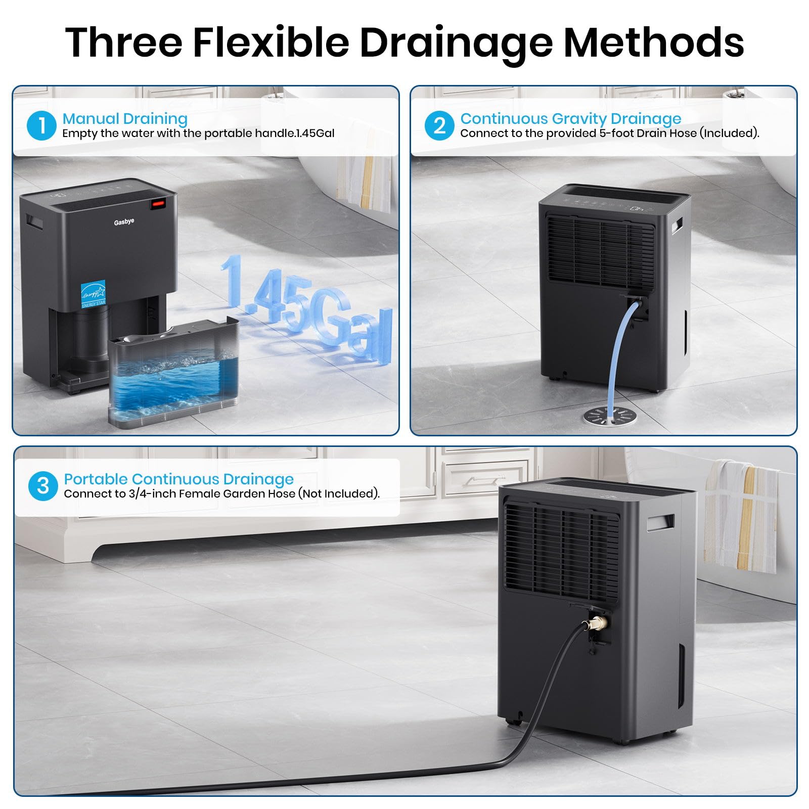 DryPrime 35B Dehumidifier Three Flexible Drainage Methods