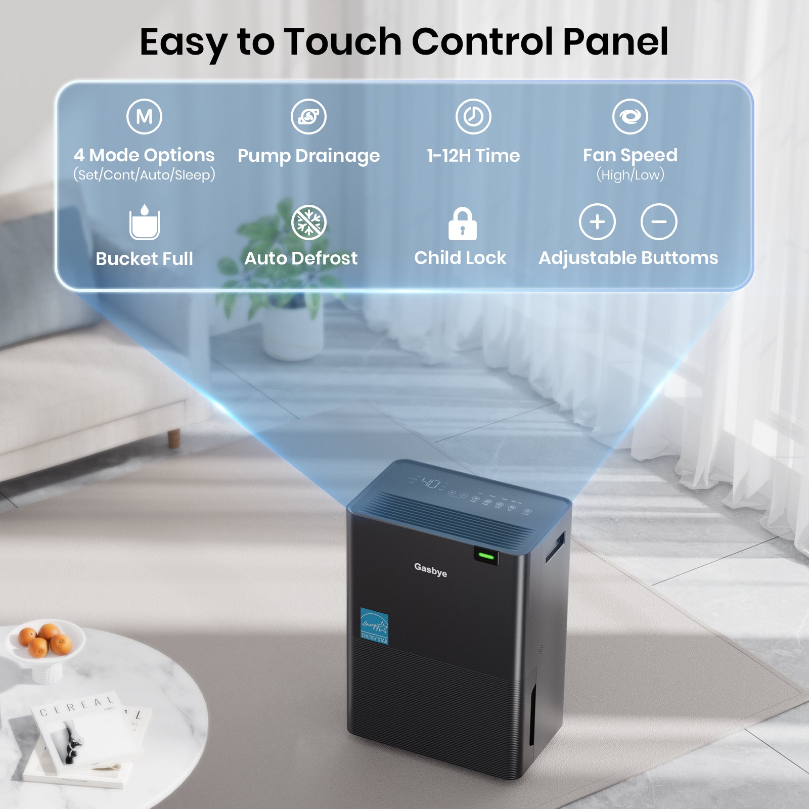 DryPrime 35BP Dehumidifier Easy to Touch Control Panel