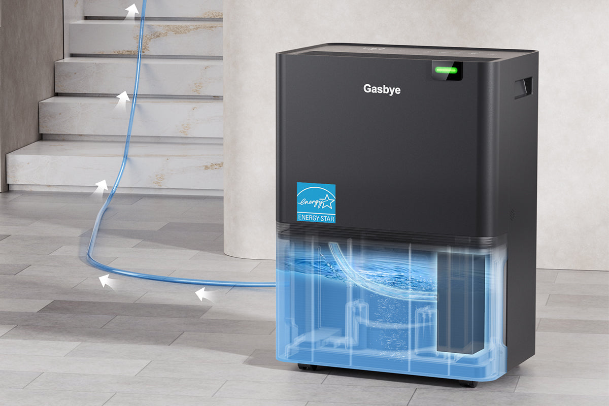 DryPrime 35BP dehumidifier showing drainage method