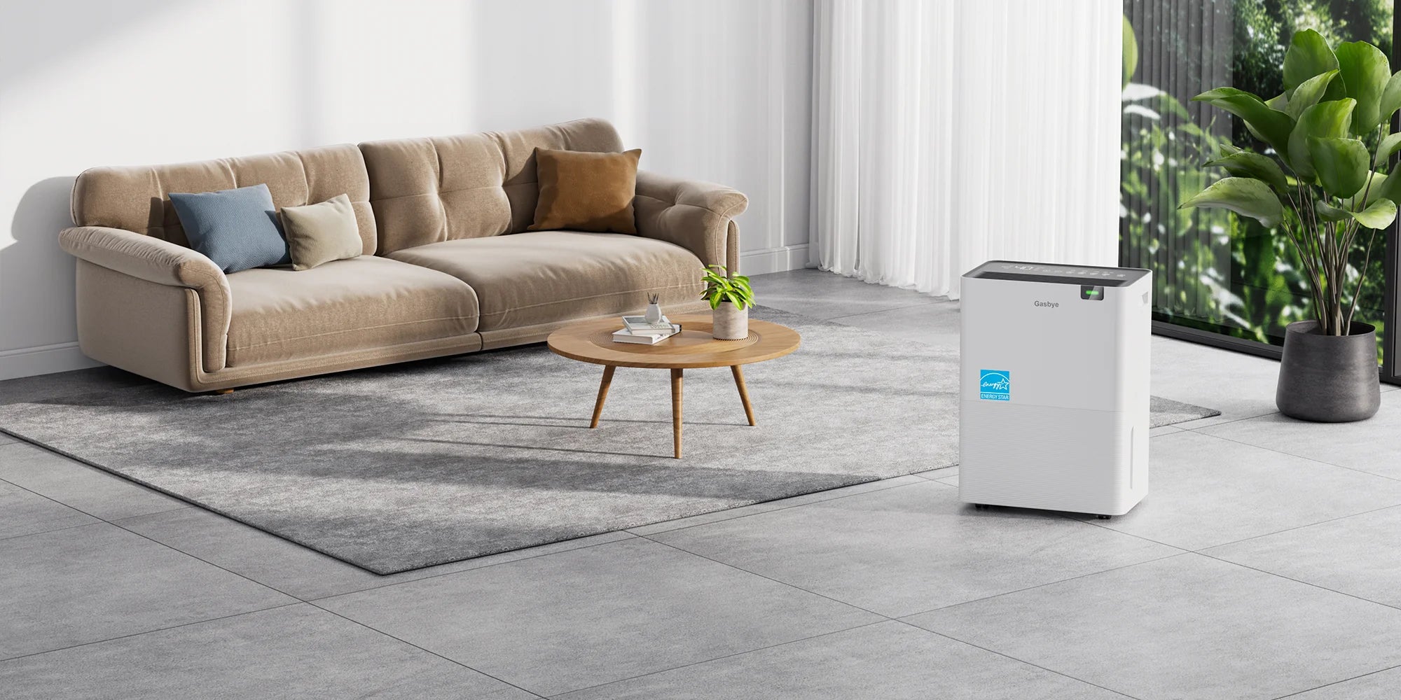 DryPrime 35WP dehumidifier in living room scene