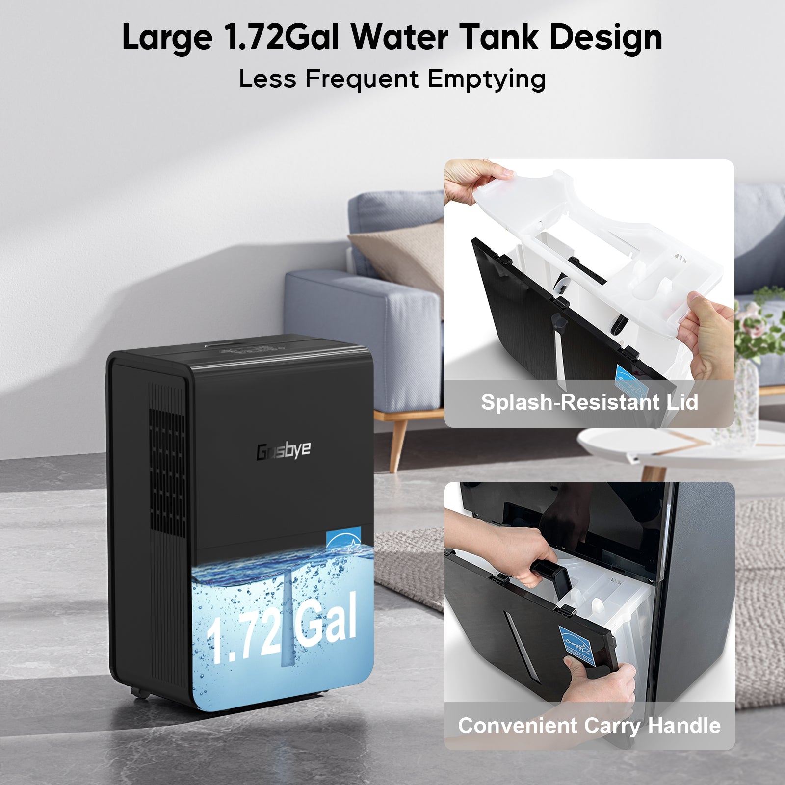 DryPrime 50B Dehumidifier Large 1.72 Gal Water Tank Design