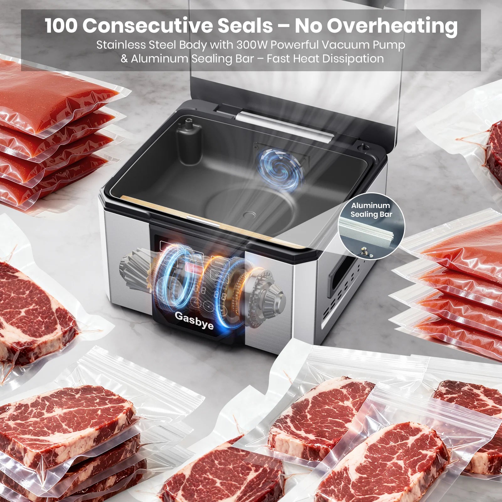 100 Consecutive Seals-No Overheating