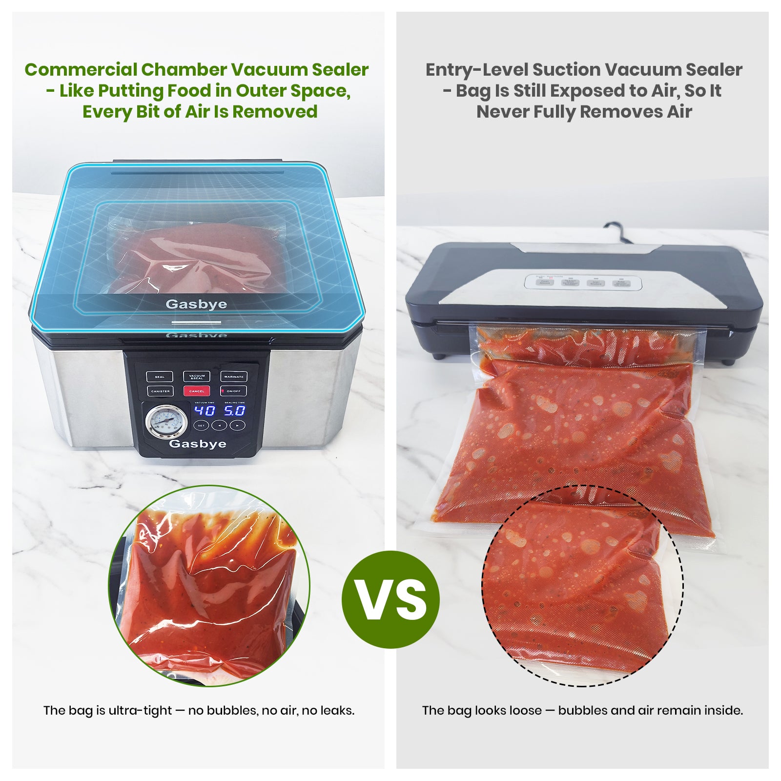 Commercial chamber Vacuum sealer- Every Bit of Air ls Removed