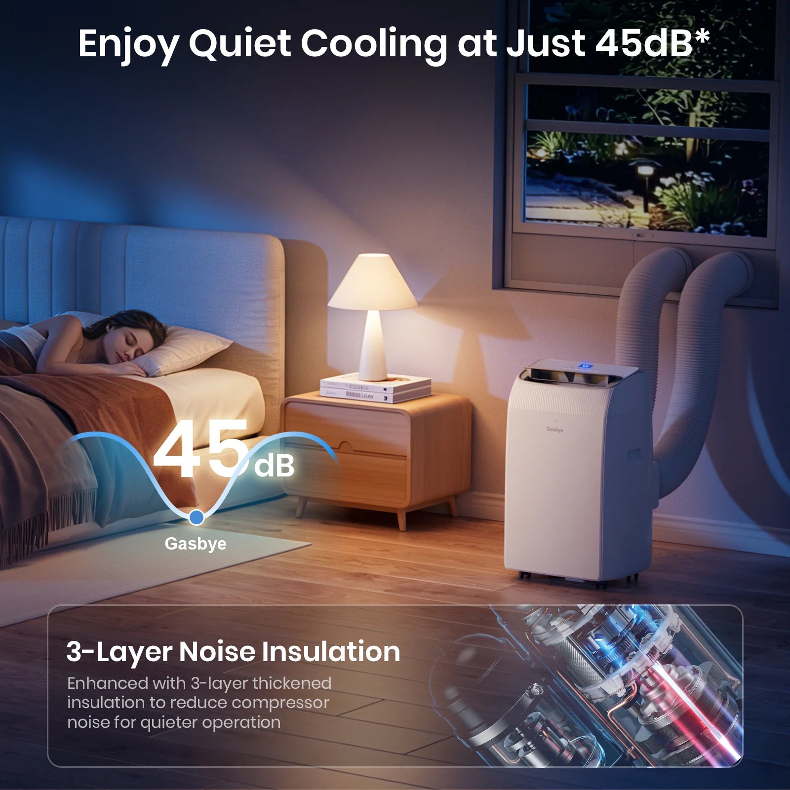 CoolPrime 8000W Air Conditioner Quiet Cooling at Just 45dB