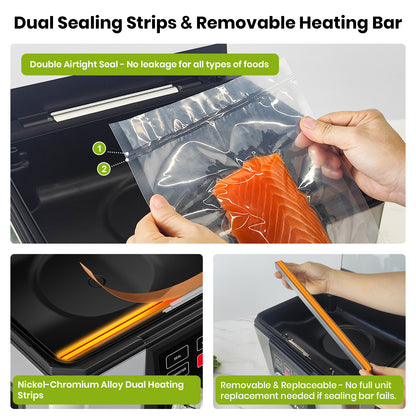 Dual Sealing Strips & Removable Heating Bar