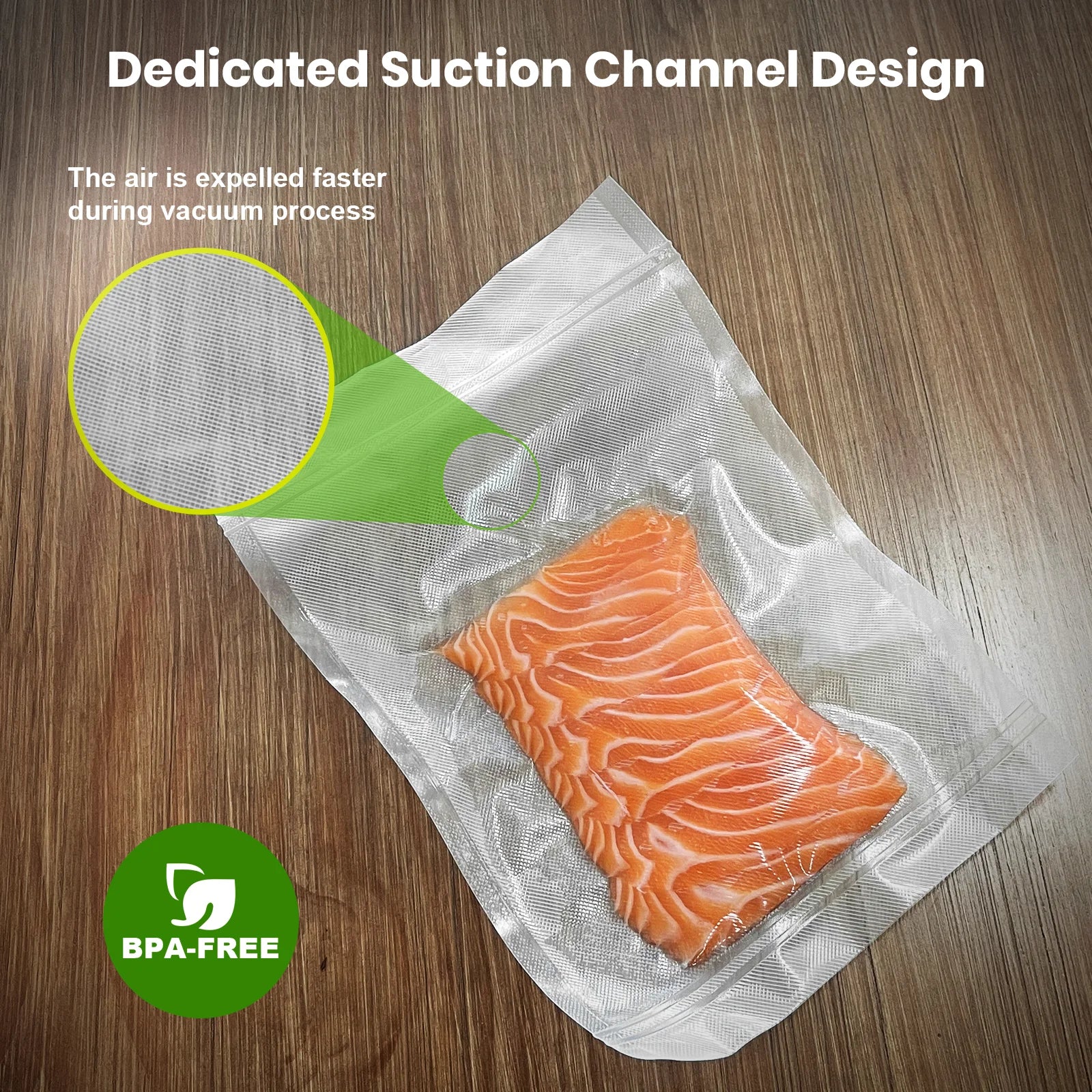 Gasbye Vacuum Sealer Bags Dedicated suction channel Design
