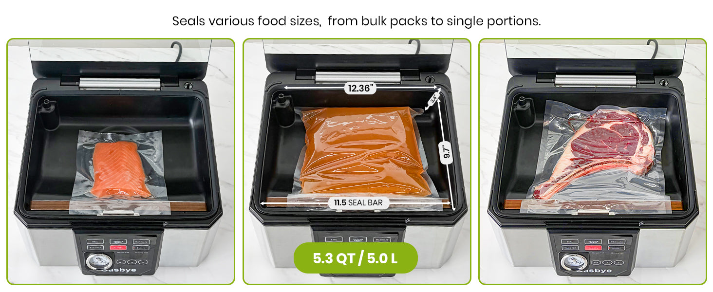 Two food packaging containers with dimensions displayed on a white background