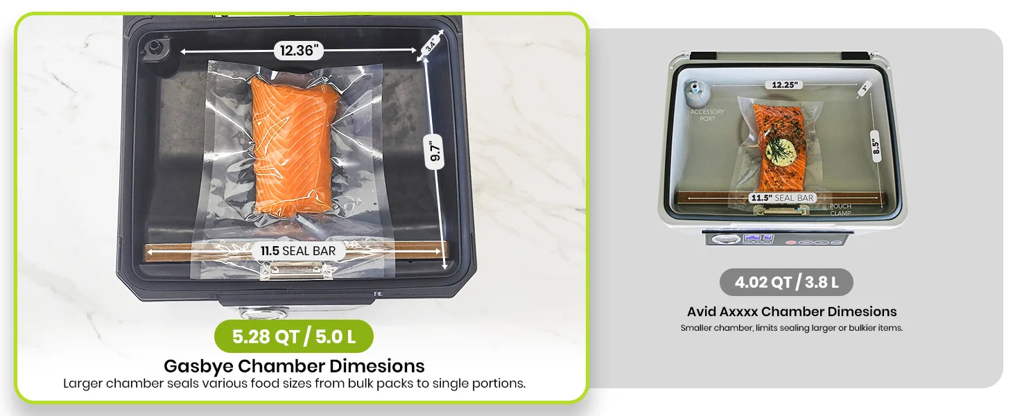 Two food packaging containers with dimensions displayed on a white background