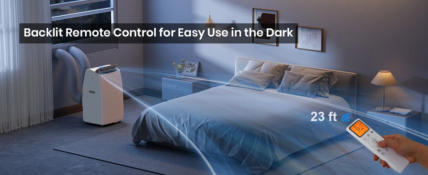 CoolPrime 10000W portable air conditioner in bedroom scene