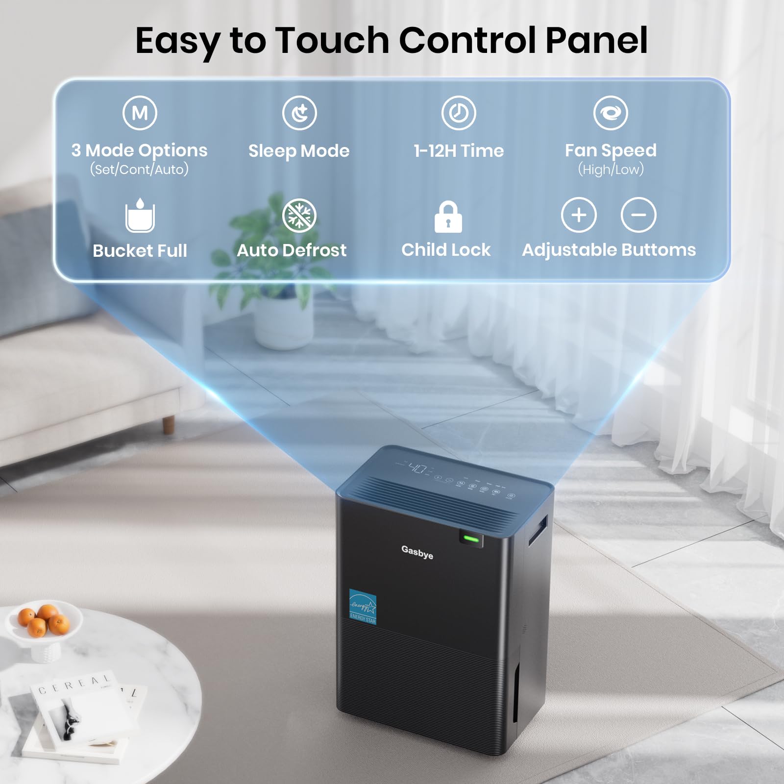 DryPrime 35B Dehumidifier Easy to Touch Control Panel
