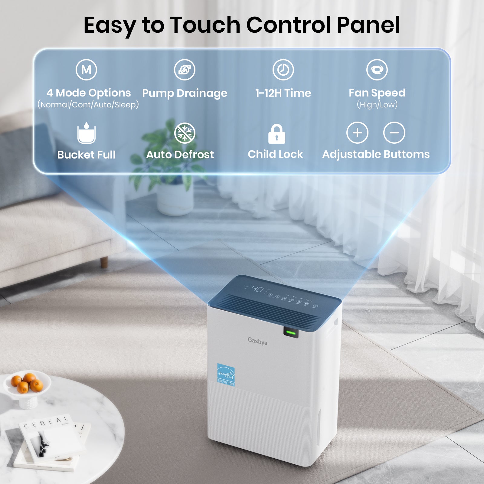 DryPrime 35WP Dehumidifier Easy to Touch Control Panel