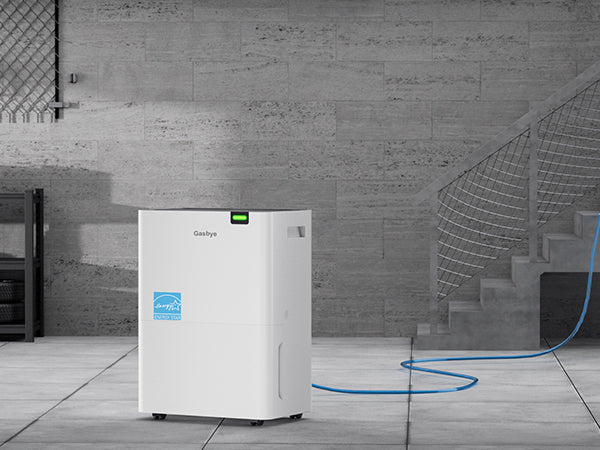 DryPrime 35WP dehumidifier in the basement scene