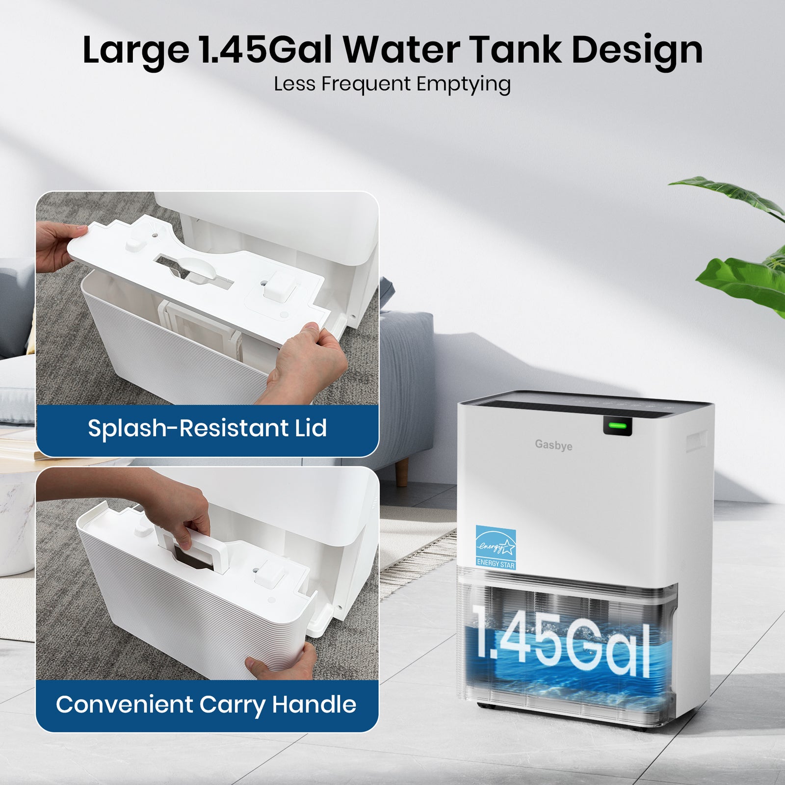 DryPrime 35WP Dehumidifier Large 1.45 Gal Water Tank Design