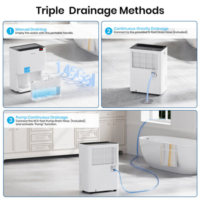 DryPrime 35WP Dehumidifier Triple Drainage Methods