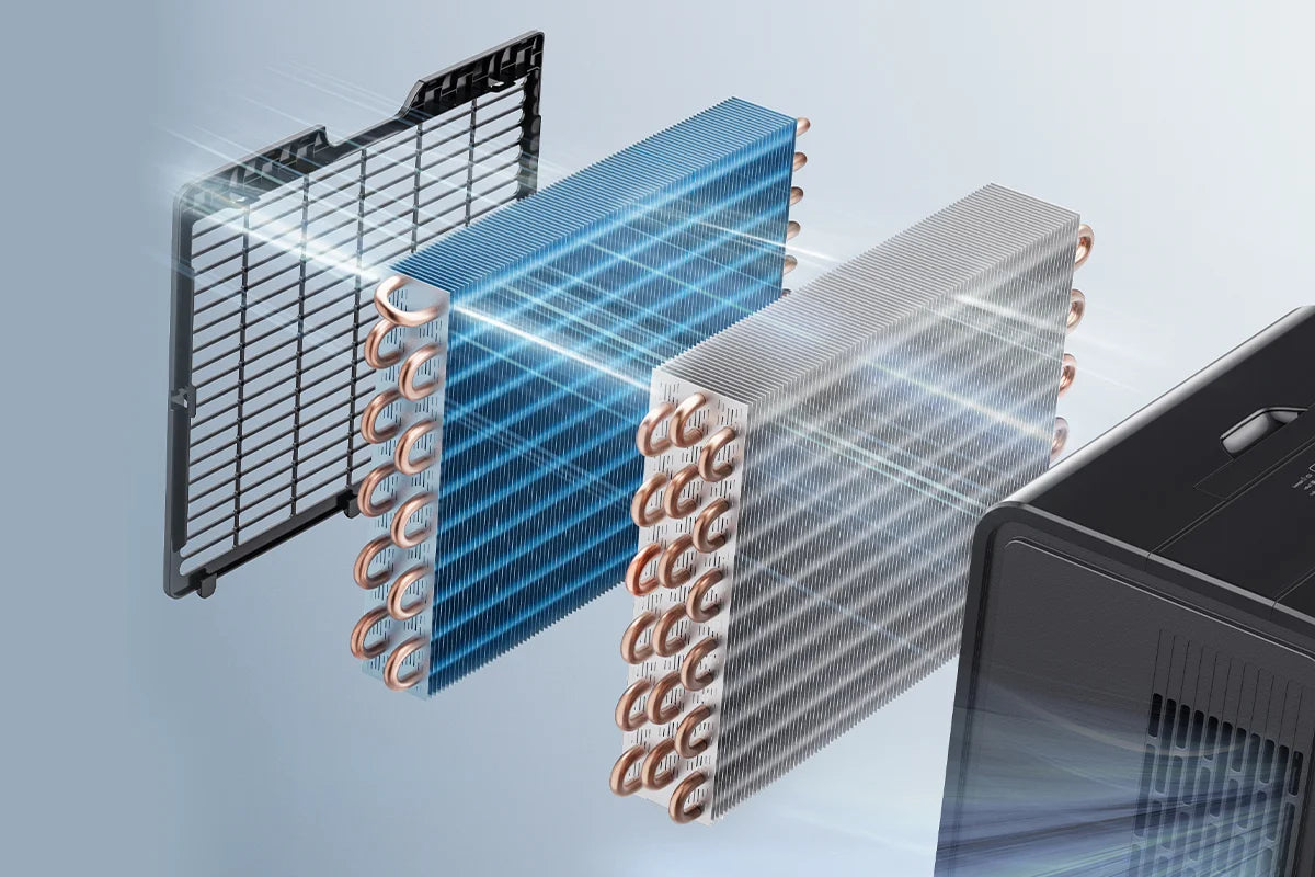 DryPrime 50B Dehumidifier 5-Tier Copper Coils Structure Close-Up