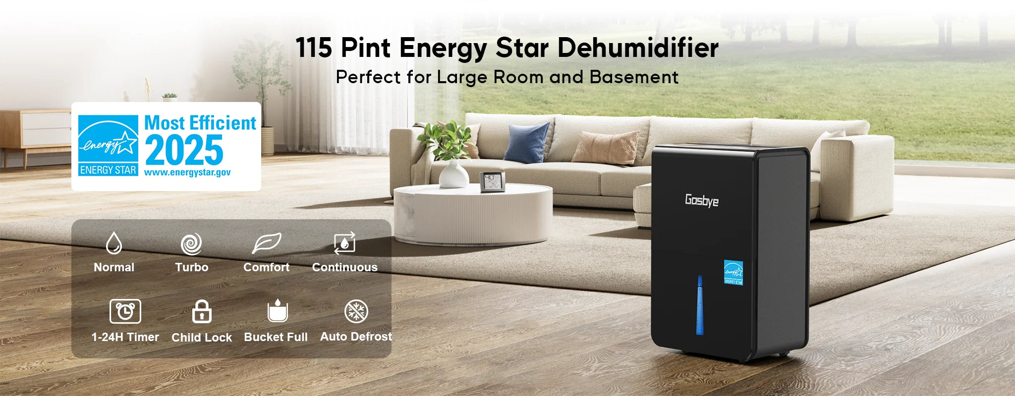 DryPrime 50B dehumidifier feature summary diagram