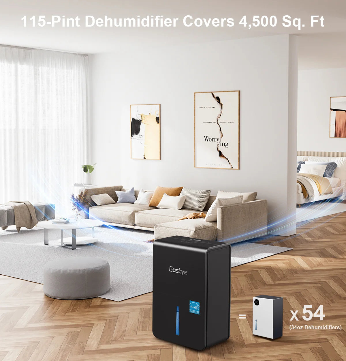 DryPrime 50B dehumidifier in living room scene
