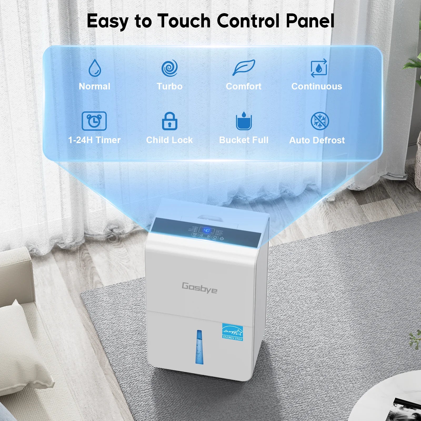 DryPrime 50W Dehumidifier Easy to Touch Control Panel