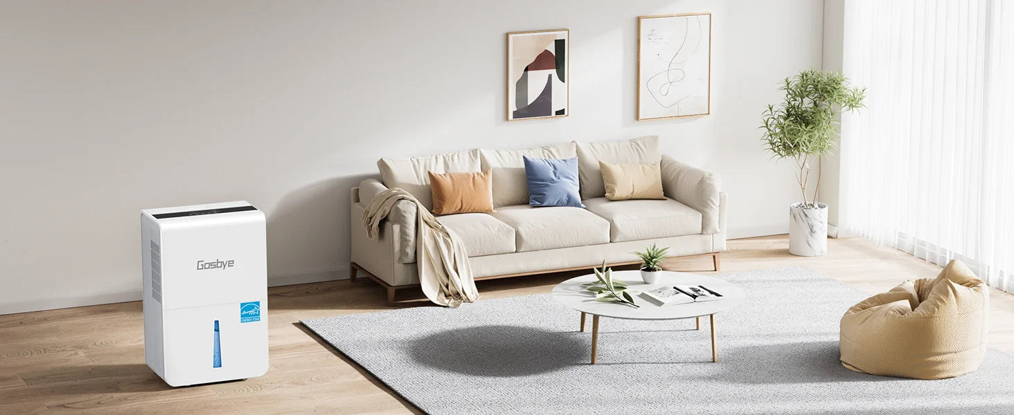 DryPrime 50W dehumidifier in living room scene