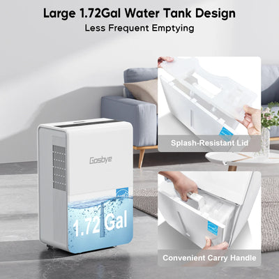 DryPrime 50W Dehumidifier Large 1.72 Gal Water Tank Design