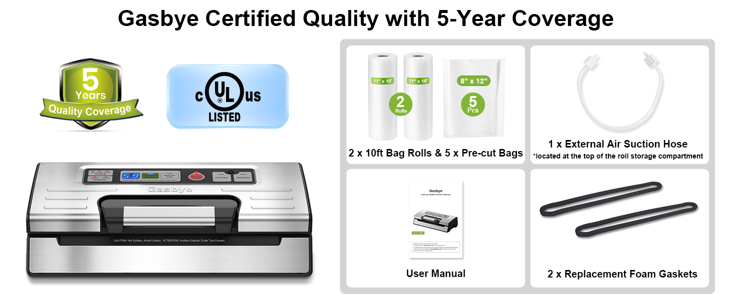 Vacuum Sealer VS5166 product package contents list