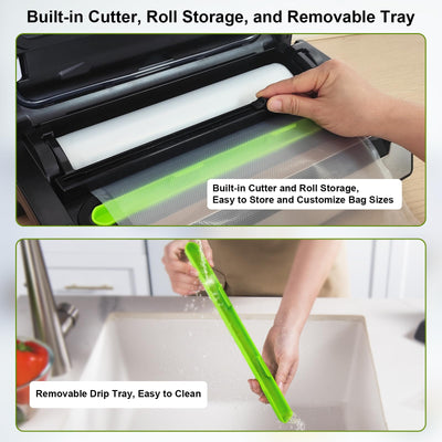 VS5166 Vacuum Sealer Built-in Cutter, Roll Storage, and Removable Tray